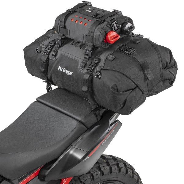 Porte-bouteille pour Sac Latéral de Moto Kriega Noir attaché au dessus du siège