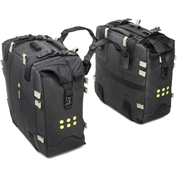 Sangles pour Sac Latéral de Moto Kriega Noir attachés au sacs latéraux