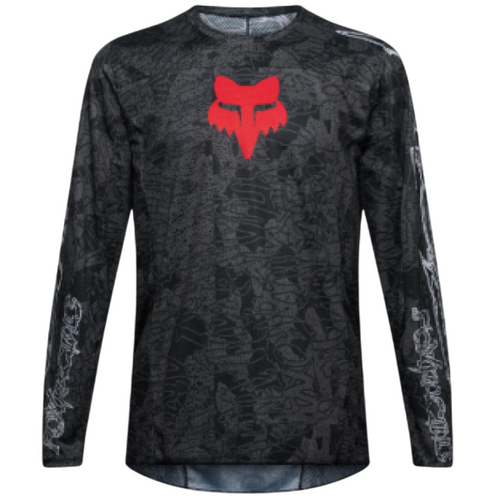 Chandail de Motocross 180 Abyss/Fox, noir de face