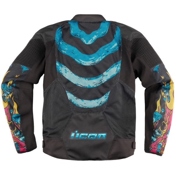Manteau de Moto Overlord3 Mesh Munchies noir et multicolore, de dos