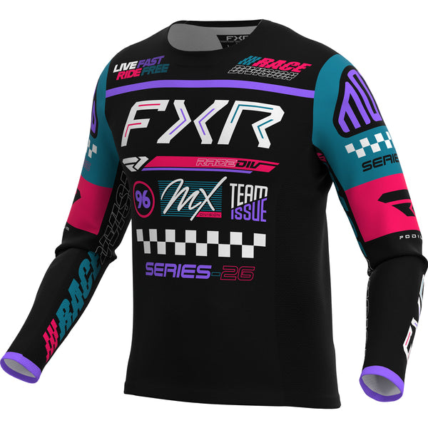 Chandail de Motocross Podium Gladiator 26.5 | Noir/Bleu, de face
