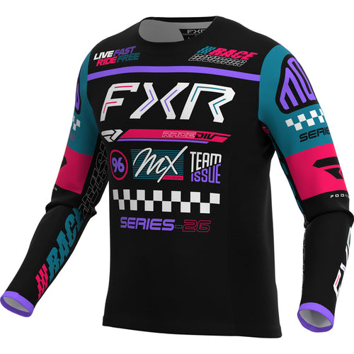 Chandail de Motocross Podium Gladiator 26.5 Junior | Noir/Bleu, de face