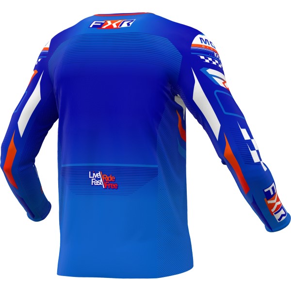 Chandail de Motocross Podium Gladiator Bleu/Blanc/Rouge incliné de dos