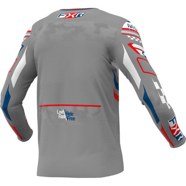 Chandail de Motocross Podium Gladiator Gris/Rouge incliné de dos