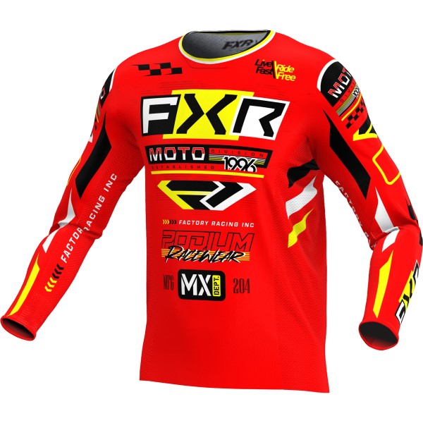 Chandail de Motocross Podium Gladiator Rouge/Jaune incliné de face