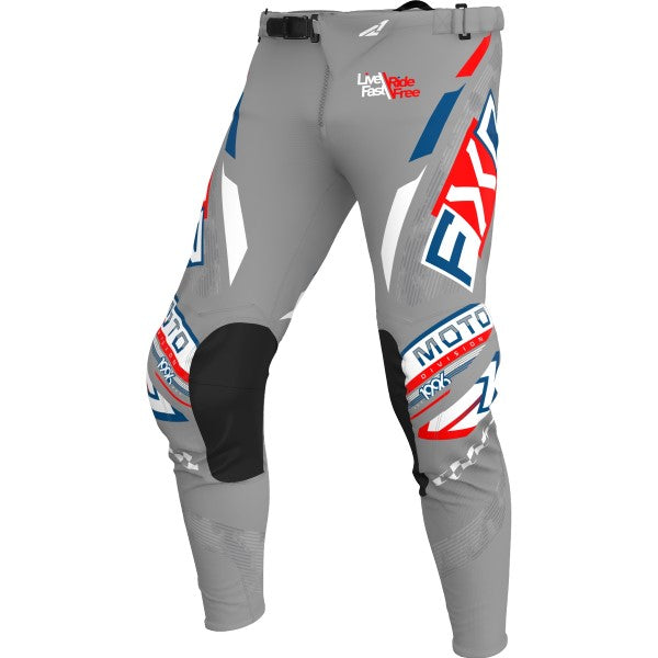 Pantalon de Motocross Podium Gladiator Gris/Rouge incliné de face