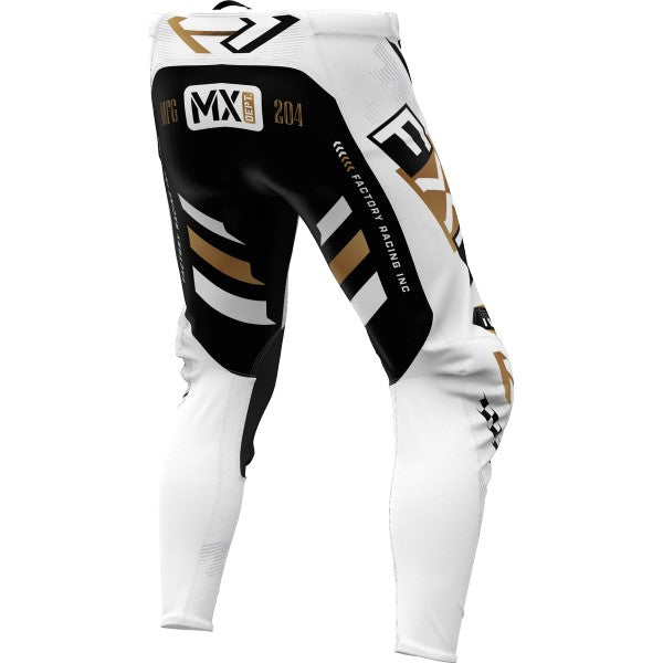 Pantalon de Motocross Podium Gladiator Blanc/Or incliné de dos