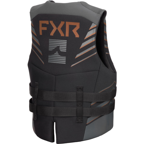 Gilet de Sauvetage Podium FXR noir et brun, de dos