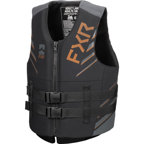 Gilet de Sauvetage Podium FXR noir et brun, de face