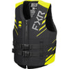 Gilet de Sauvetage Podium FXR haute visibilité et noir, de face
