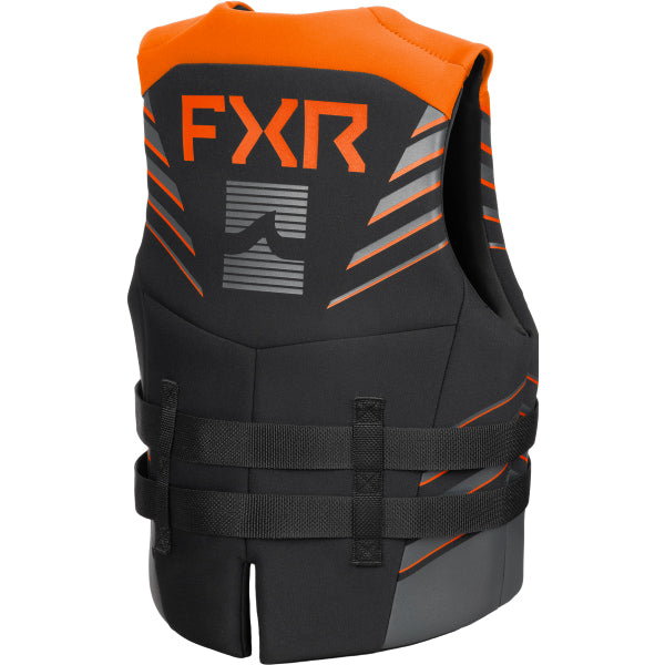 Gilet de Sauvetage Podium FXR noir et orange, de dos