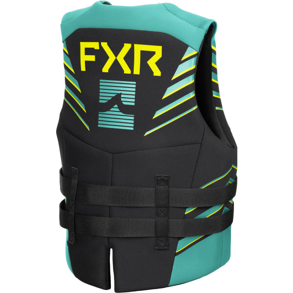 Gilet de Sauvetage Podium FXR noir et bleu, de dos