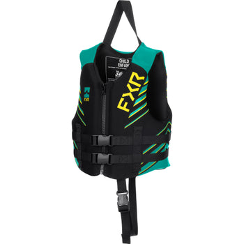 Gilet de Sauvetage Podium Enfant FXR noir et bleu, de face