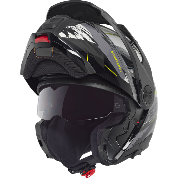 Casque de Moto Modulaire E2 Graphic Trail Schuberth Vert, ouvert