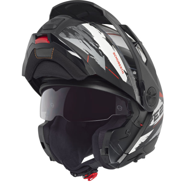Casque de Moto Modulaire E2 Graphic Trail Schuberth Gris, ouvert