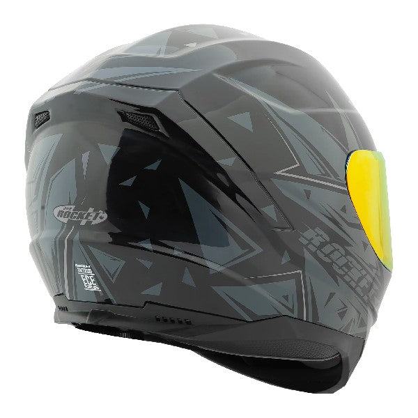 Casque Intégral de Moto RKT200 Hardcore Canadian Gris, Dos