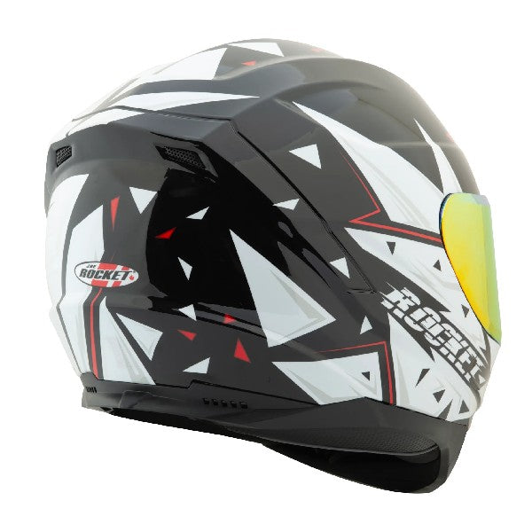 Casque Intégral de Moto RKT200 Hardcore Canadian Blanc, Dos