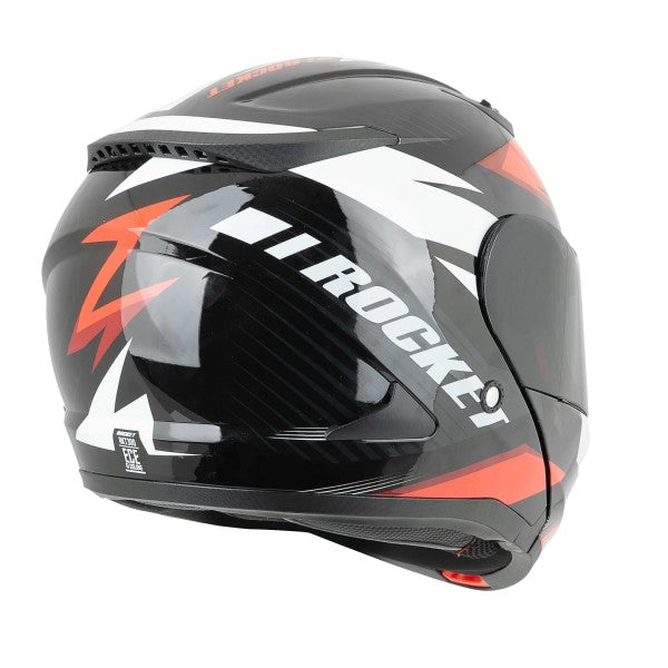 Casque Modulaire de Moto RKT 300 Series Alter Ego Gris/Rouge, arrière