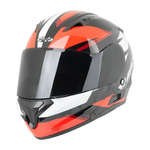 Casque Modulaire de Moto RKT 300 Series Alter Ego Gris/Rouge, de face