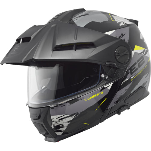 Casque de Moto Modulaire E2 Graphic Trail Schuberth Jaune, vue 3/4