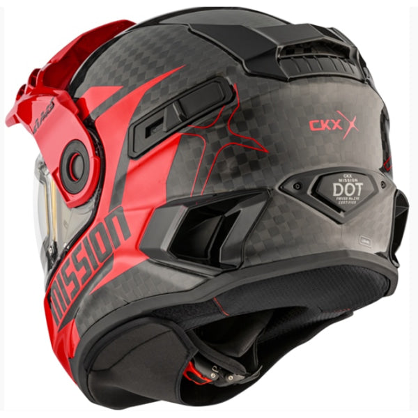 Casque Intégral de Motoneige Mission Alaska Carbone Rouge, Dos