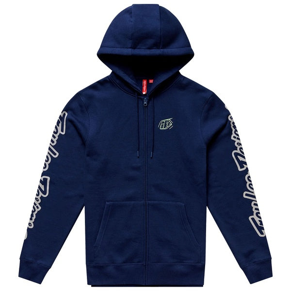 Coton Ouaté avec Fermeture Éclair Badge Bleu Foncé de face