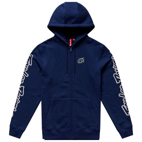 Coton Ouaté avec Fermeture Éclair Badge Bleu Foncé de face