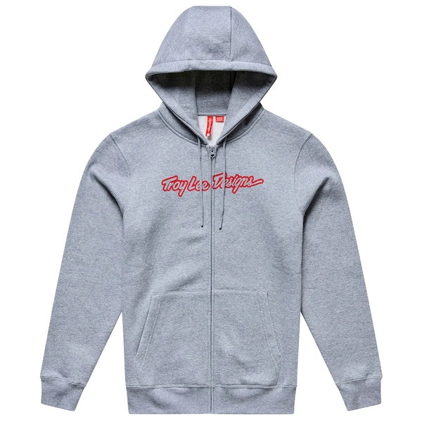 Coton Ouaté Zippé Signature Gris/Rouge de face