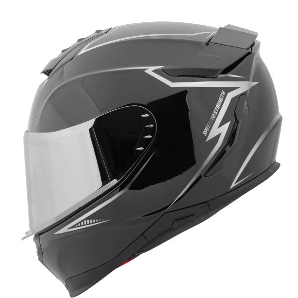Casque Intégral de Moto Cruise Missile SS1660/Speed and Strength/argent, coté gauche