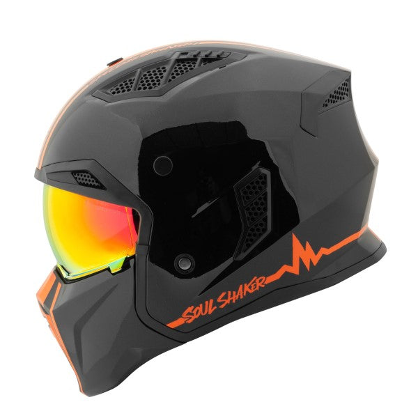 Casque Modulaire de Moto Soul Shaker SS2450/Speed and Strength/orange, de profil