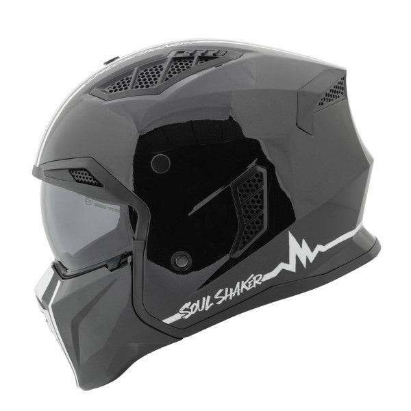 Casque Modulaire de Moto Soul Shaker SS2450/Speed and Strength/blanc et noir , de profil