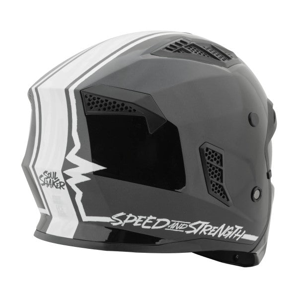 Casque Modulaire de Moto Soul Shaker SS2450/Speed and Strength/blanc et noir , arrière, coté droit