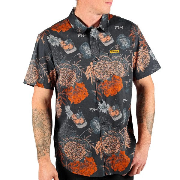 Chemise Scene Button Up/Fasthouse/noir multicolor, de face