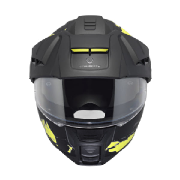 Casque de Moto Modulaire E2 Graphic Atlas Schuberth Jaune, de face