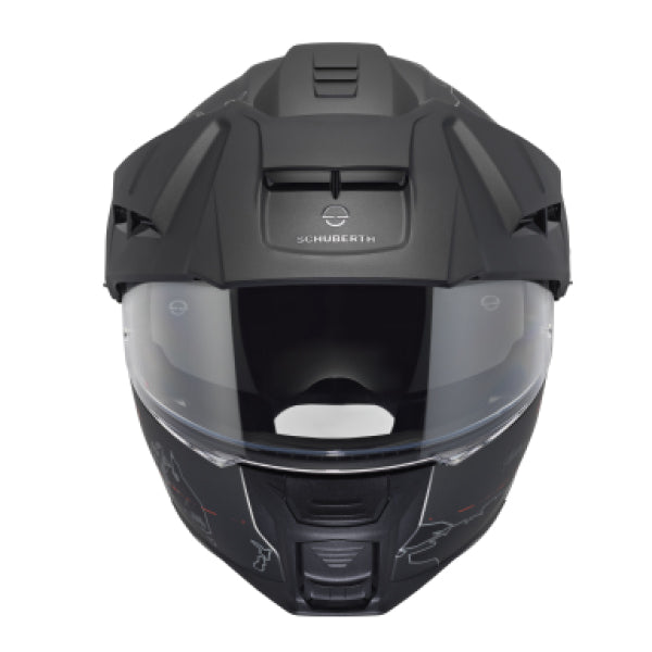 Casque de Moto Modulaire E2 Graphic Atlas Schuberth Anthracite, de face