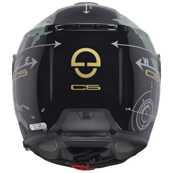 Casque de Moto Modulaire C5 Globe Schuberth vert, arrière