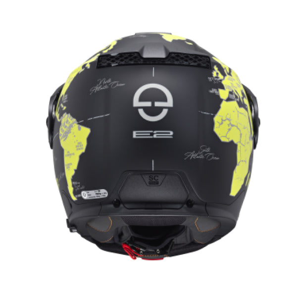 Casque de Moto Modulaire E2 Graphic Atlas Schuberth Jaune, arrière