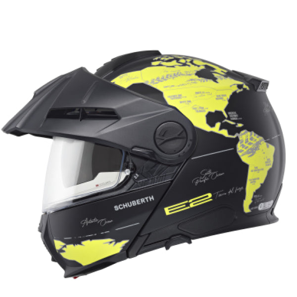 Casque de Moto Modulaire E2 Graphic Atlas Schuberth Jaune, de coté