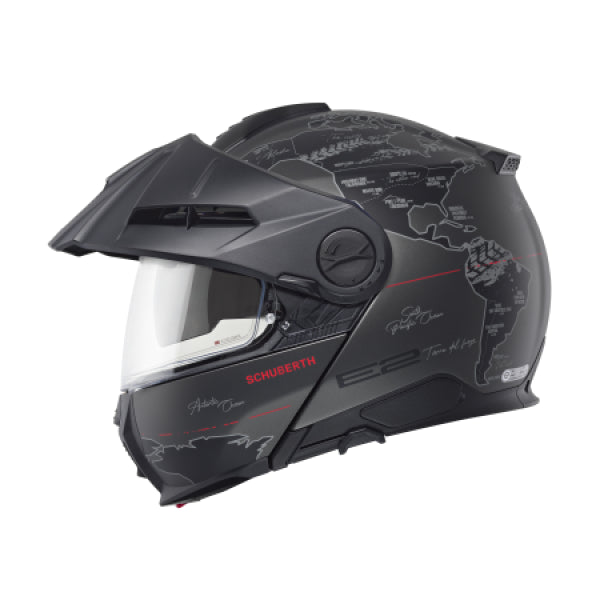Casque de Moto Modulaire E2 Graphic Atlas Schuberth Anthracite, de coté