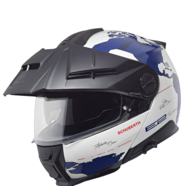 Casque de Moto Modulaire E2 Graphic Atlas Schuberth Blue, vue 3/4