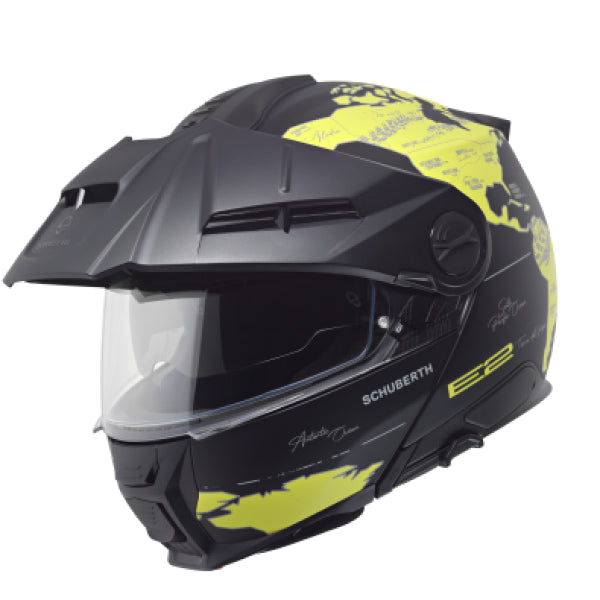 Casque de Moto Modulaire E2 Graphic Atlas Schuberth Jaune, vue 3/4