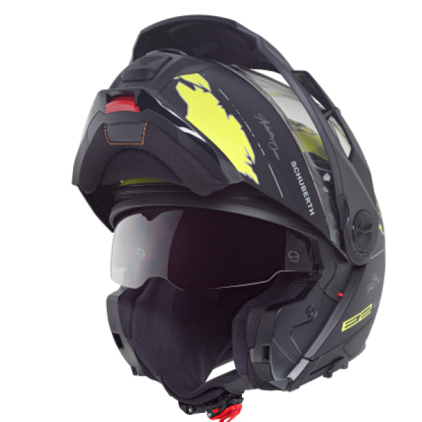 Casque de Moto Modulaire E2 Graphic Atlas Schuberth Jaune, ouvert