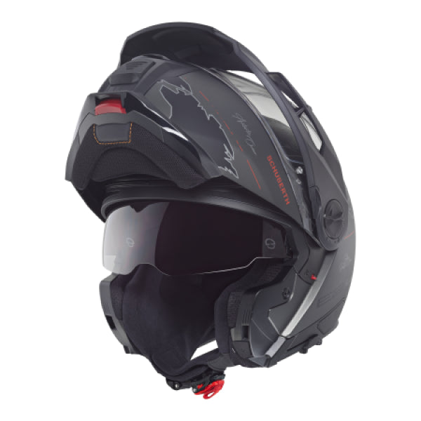 Casque de Moto Modulaire E2 Graphic Atlas Schuberth Anthracite, ouvert