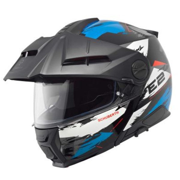 Casque de Moto Modulaire E2 Graphic Trail Schuberth Bleu, vue 3/4
