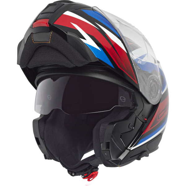 Casque de Moto Modulaire C5 Graphic Zenith Schuberth Bleu/Blanc/Rouge, ouvert