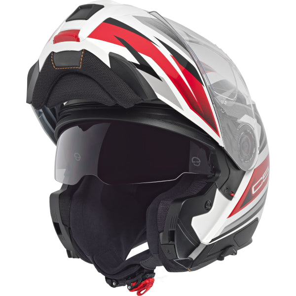 Casque de Moto Modulaire C5 Graphic Zenith Schuberth Rouge/Gris, ouvert