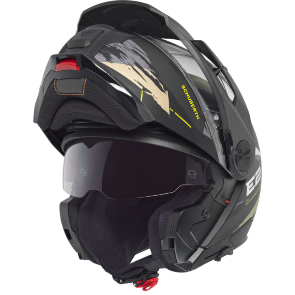 Casque de Moto Modulaire E2 Graphic Trail Schuberth Jaune, ouvert