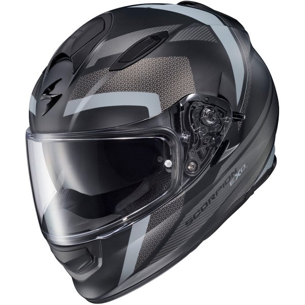 Casque Intégral de Moto Ryzer Evolution Gris/Noir incliné de droite