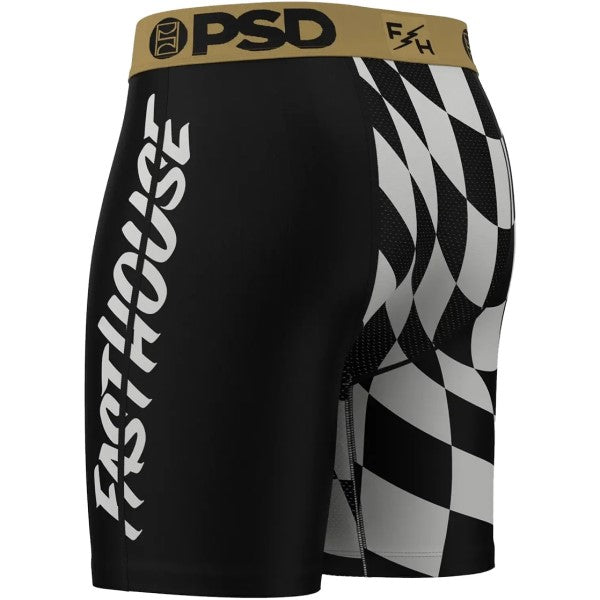 Boxer PSD Speed Check Noir/Blanc/Jaune incliné de dos