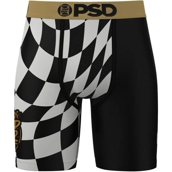 Boxer PSD Speed Check Noir/Blanc/Jaune de face